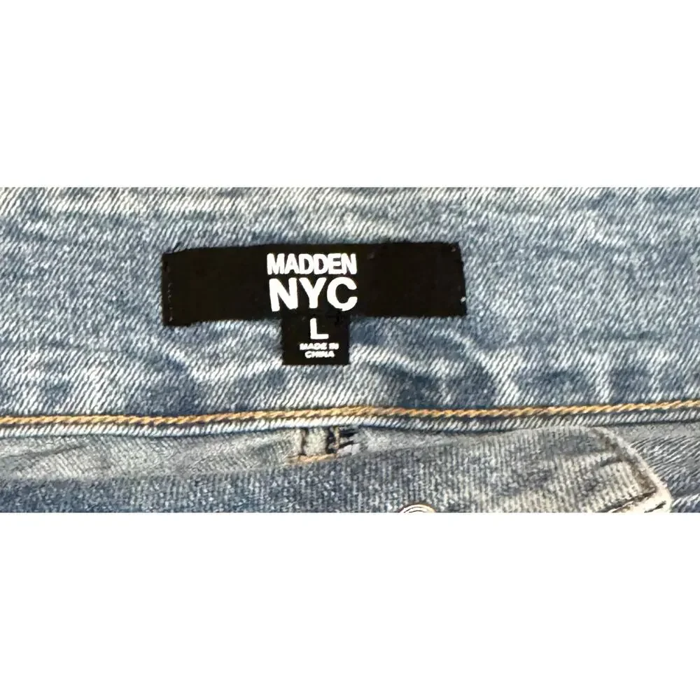 NWT Denim jean Mini Skirt Cargo Large 12-14 Double Belted festival concert